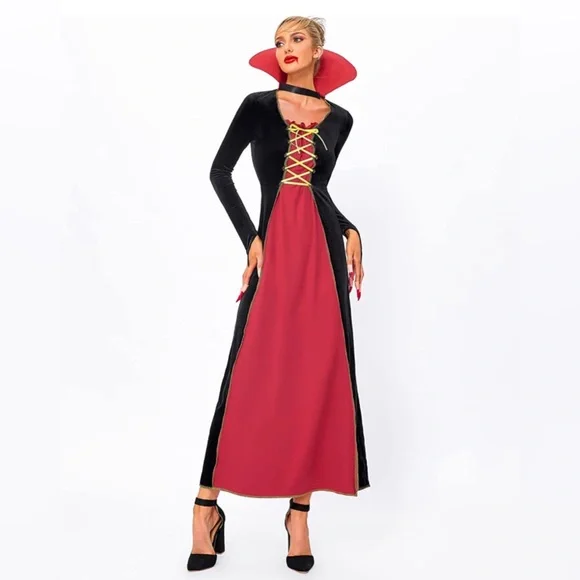 GIKING Women Halloween Costumes Adult Victorian Vampire Lac-Up Bodice Bustier - Picture 3 of 13